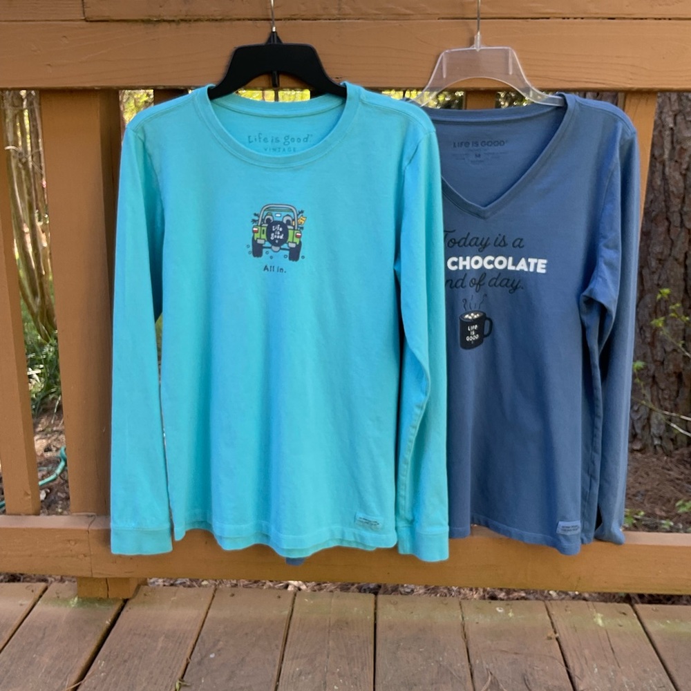 Bundle of 2 Life is Good Long Sleeve T Shirts